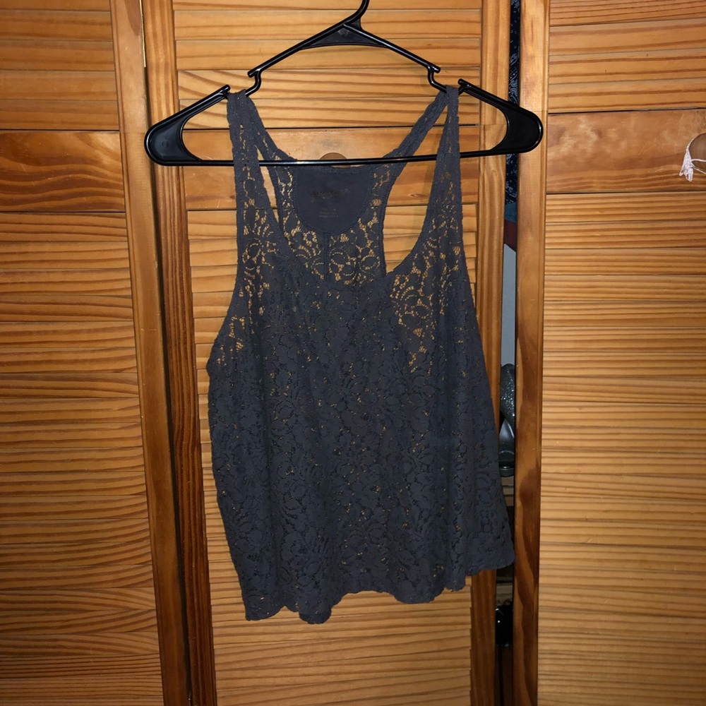 Grey racerback lace tank